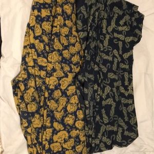 2 Pair Lularoe Leggings Size OS Cats And Birds